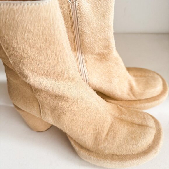 L' Intervalle Weston Cowskin Light Beige Chunky Round Toe Unique Boots 40 - Picture 1 of 9